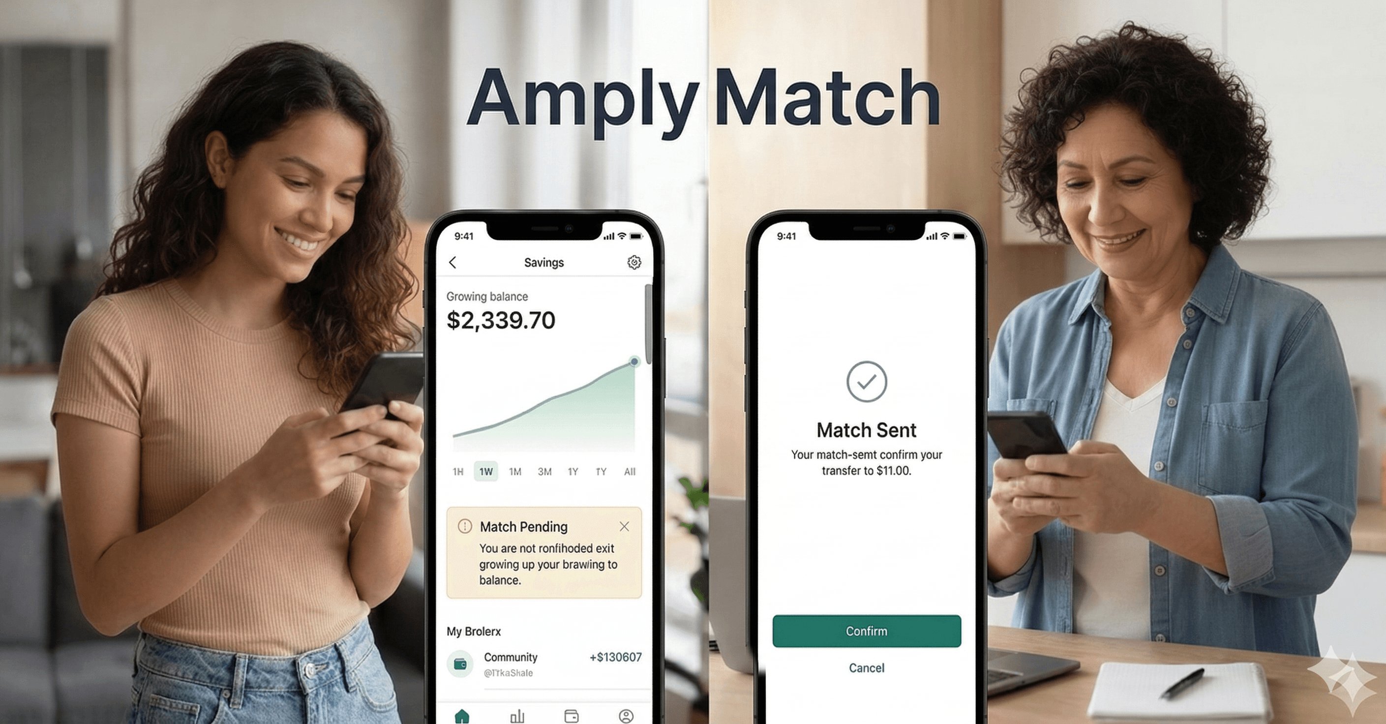Young adult and parent using Amply Match app together